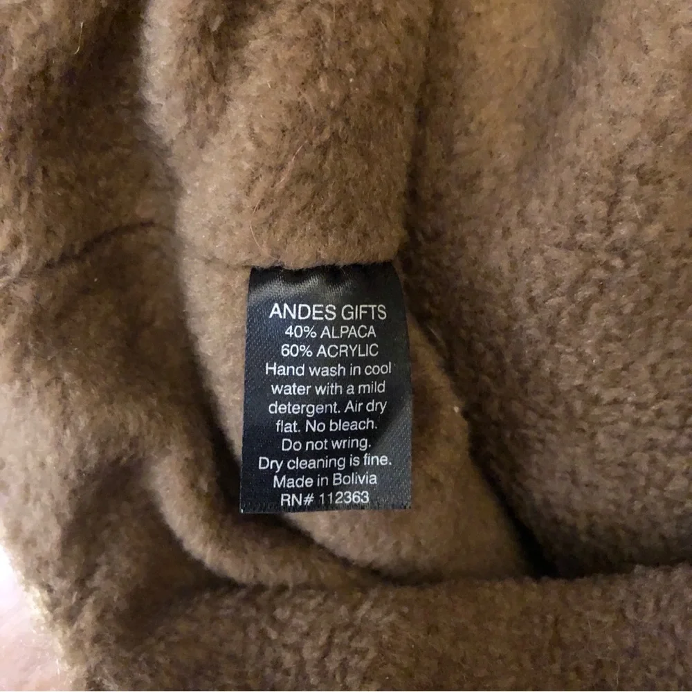 Andes Fair Trade Beanie Hat Brown Teddy Bear Tassles Alpaca Blend Kids Adult S